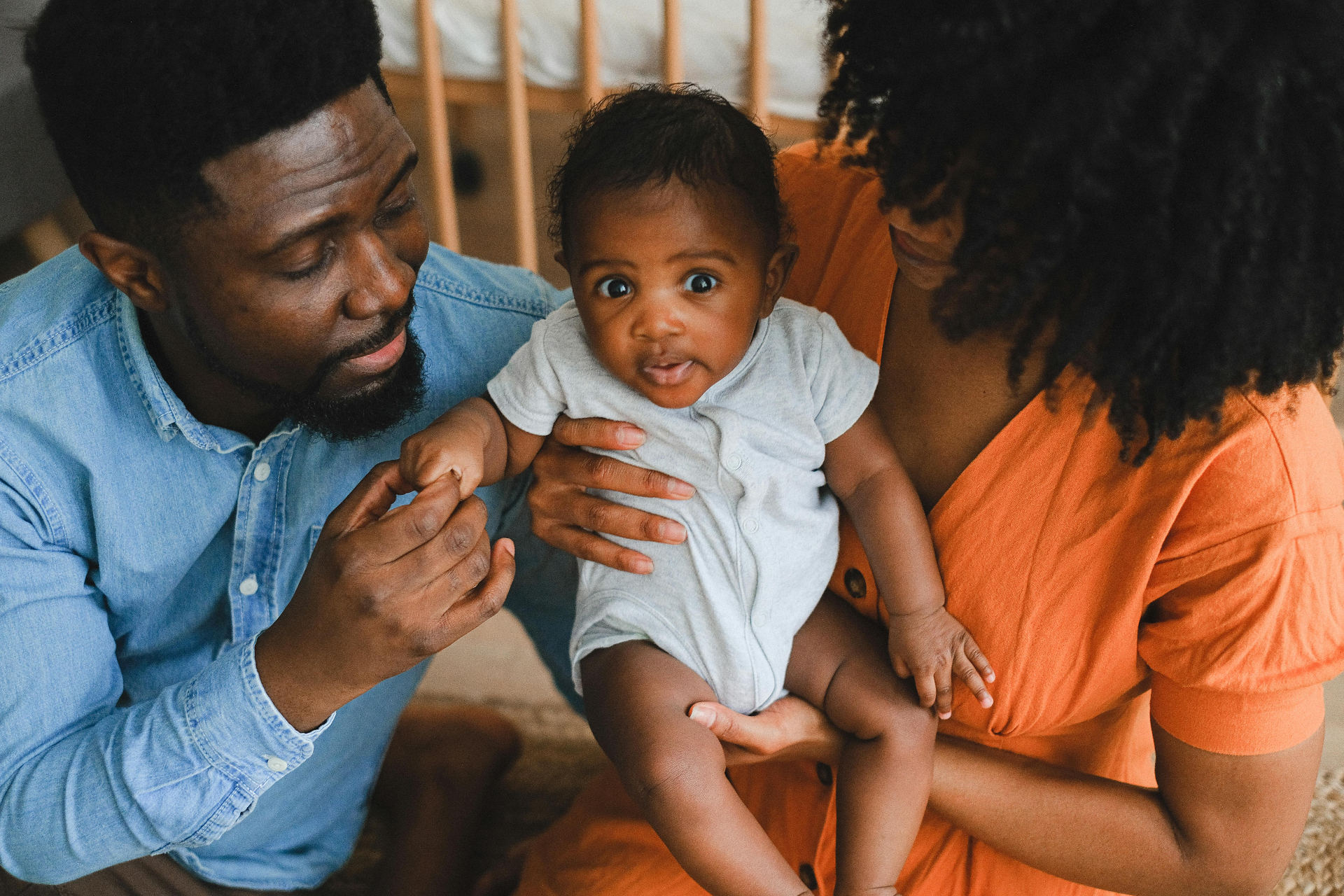 Florida family with their newborn at home